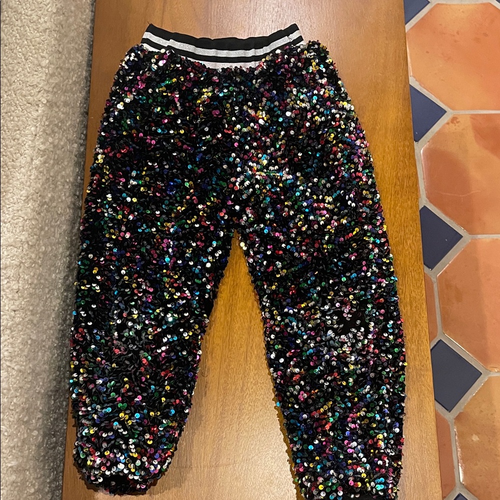 Lola + The Boys Black Multicolor Sequin Joggers